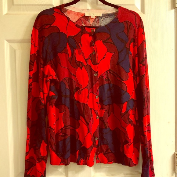 LOFT Sweaters - LOFT Abstract Floral Cardigan